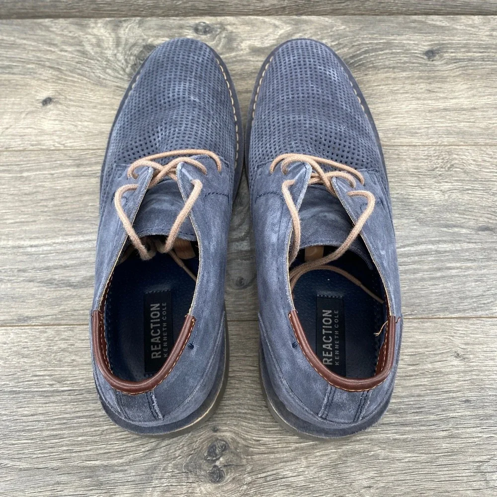 Desert Hill Mens‎ Blue Perforated Suede Leather Chukka Desert Boots Size 12M